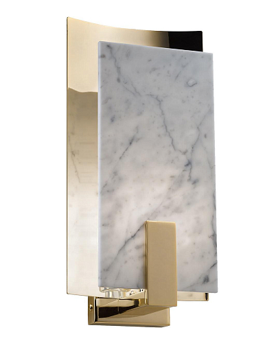 Brass and Carrara Marble Wall Sconce