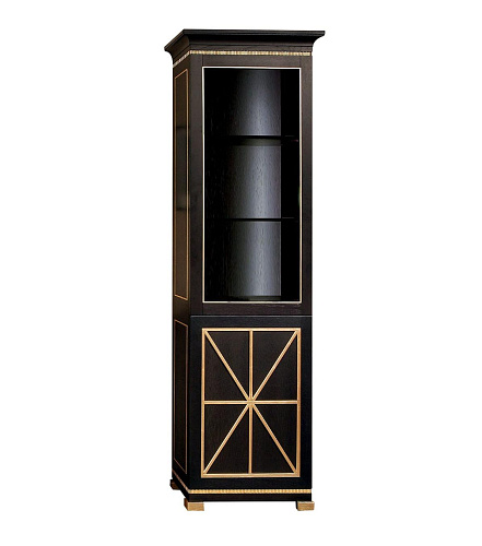 Tall Black Lacquer Display Cabinet