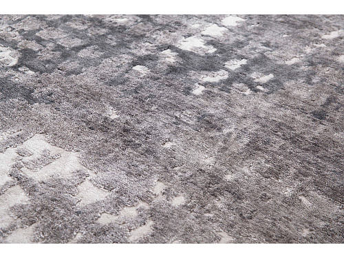 Hand-Knotted Bamboo Silk Abstract Indian Rug