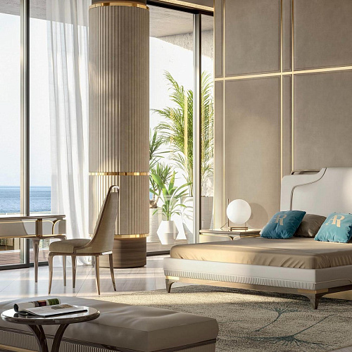 Beige Leather Luxury Bed
