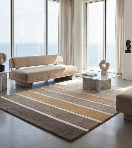 Layered Stripes Brown Rug