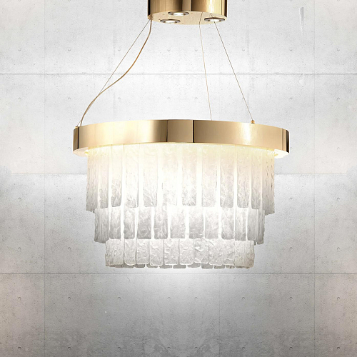 Polished Gold Ring Venetian Glass Chandelier