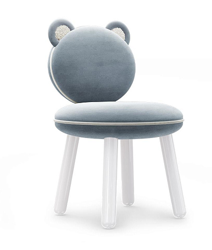 Fluffy Light Blue Bear Children's Chair
