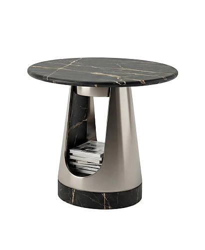 Aura Round Coffee Table with Dark Stone