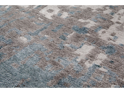 Hand-Knotted Bamboo Silk Abstract Indian Rug
