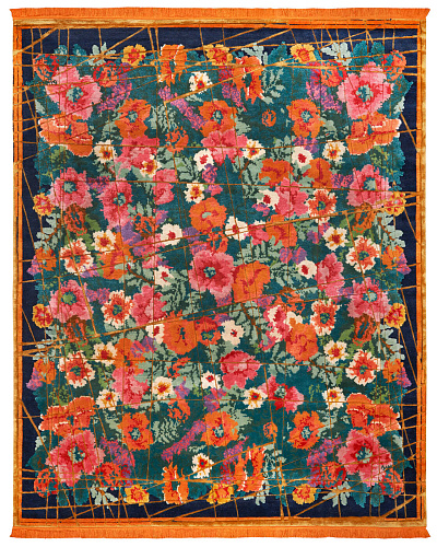 Scarlenka Allover Wrapped Darkblue Gold Rug