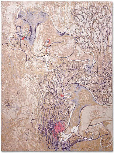 Two Lions Hand-Woven Rug