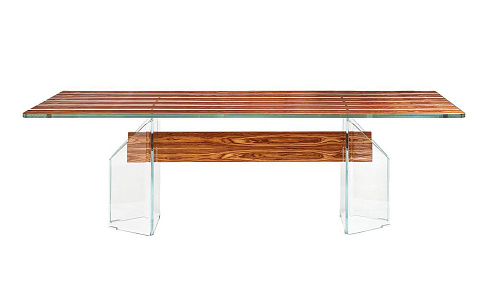 Parigi Dining Table in Wood and Glass