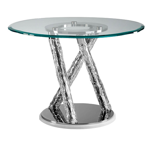 Round Glass Dining Table with Sculptural Base