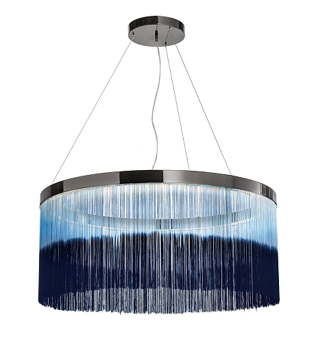 Dark Nickel Ring Chandelier with Hand-Coloured Fringe