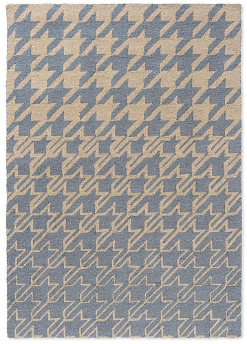 Houndstooth Washed Blue Outdoor Rug