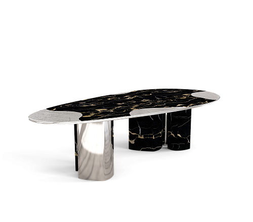 Athena Portoro Marble & Silver Table