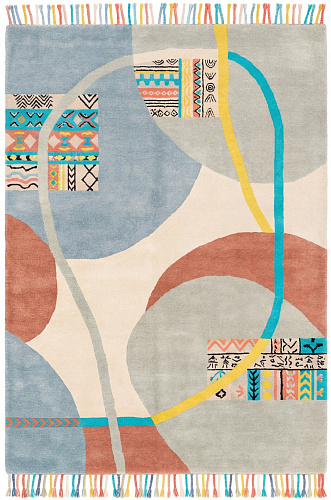 Playful Orbits Blue Rug