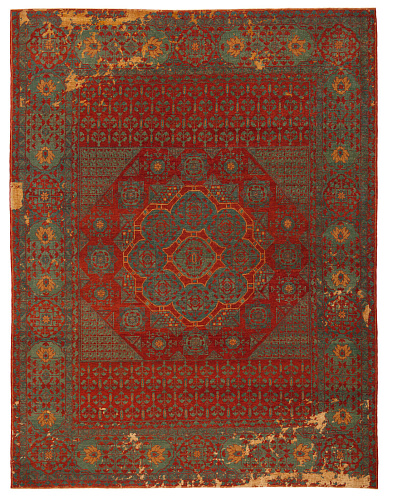 Mamluk Kensington Little Rocked Brown Gold Silk Rug