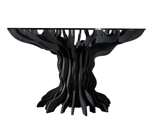 Black Wood Glass Dining Table