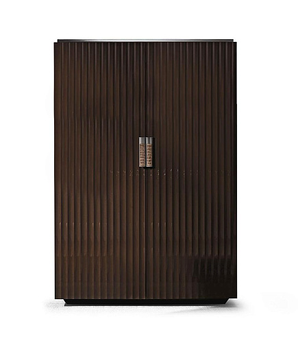 High Cabinet with Leather & Chrome