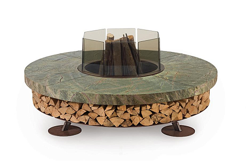 Ercole Marble Green Fire Pit