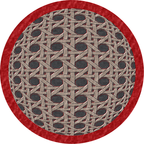D Round Red Border Rug