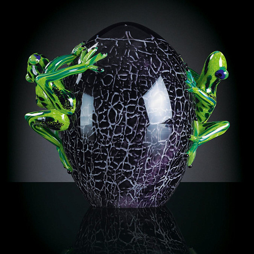 Crackled Glass Egg with Frog Detail