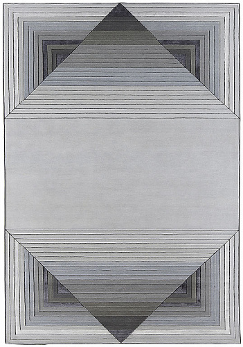 Hand-Knotted Grey Geometric Wool & Viscose Rug