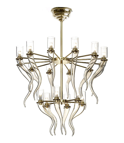 Murano Horn Chandelier in Soft Gold