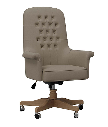 Swivel Office Armchair with Wooden Base