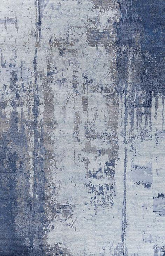 Hand-Knotted Abstract Blue Rug