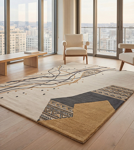 Calligraphic Paths Stone Rug