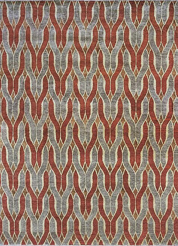 Ikat Hand-Knotted Wool Rug