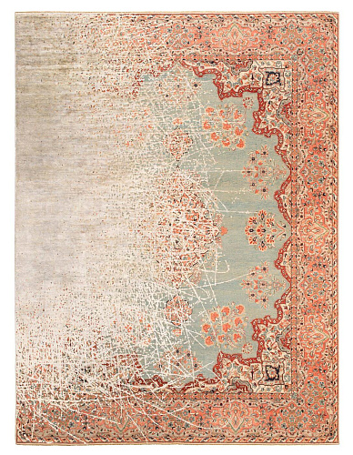 Kirman Robson Sidekick Blue Silvergrey Silk Rug