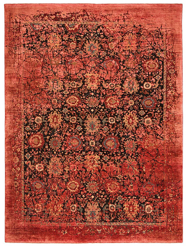 Bidjar Paddington Pleasure Black Red Silk Rug