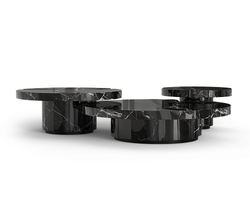 Dominion Nero Marquina Marble 3-Piece Center Table Set