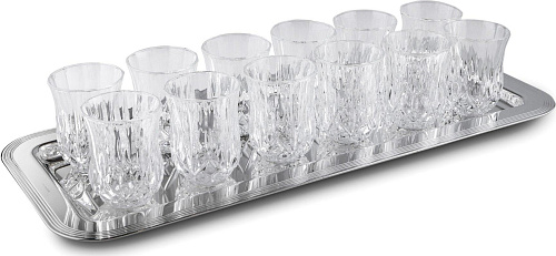 Set of 12 Glasses with Serving Tray
