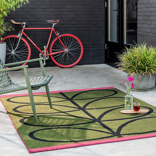 Linear Stem Olive Outdoor Rug