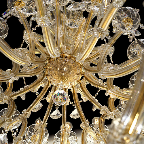 Mariateresa Gold Chandelier with Crystal Pendants