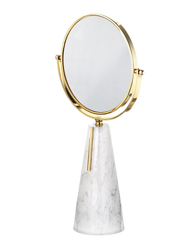 Carrara Marble Table Mirror in 24K Gold Brass