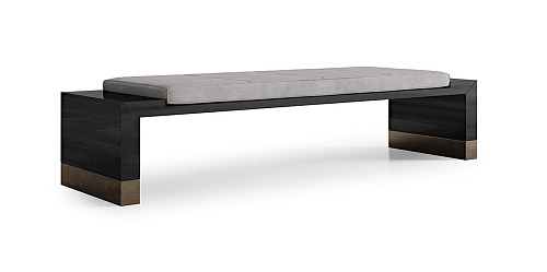 Wooden Base Bench with Bronze Accents
