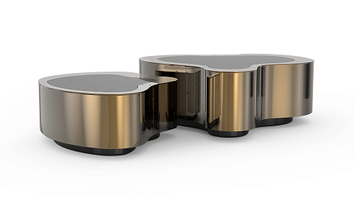 Crest Patina Finish Coffee Table Set