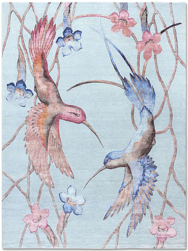 Hummingbirds Hand-Knotted Rug