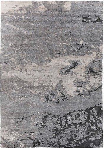 Hand-Knotted Abstract Grey Rug