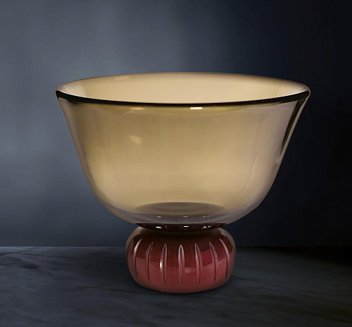 Smoked Murano Glass Bowl Vase