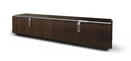 Wood TV Unit with Leather & Chrome