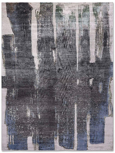 Black on Beige Hand-Woven Rug