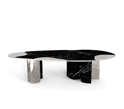 Athena Nero Marble & Silver Table