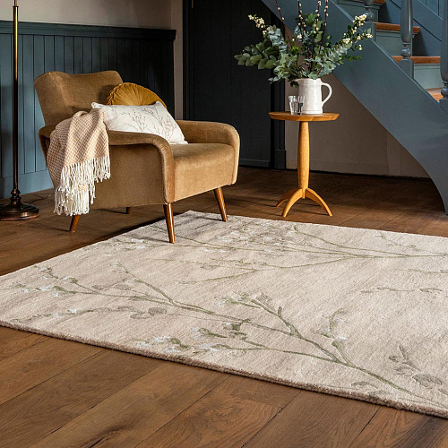Pussy Willow Hedgerow Green Rug
