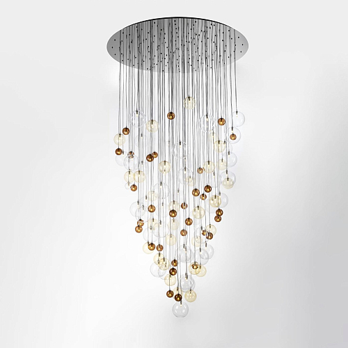Cascading Chandelier with Multicolour Glass Spheres