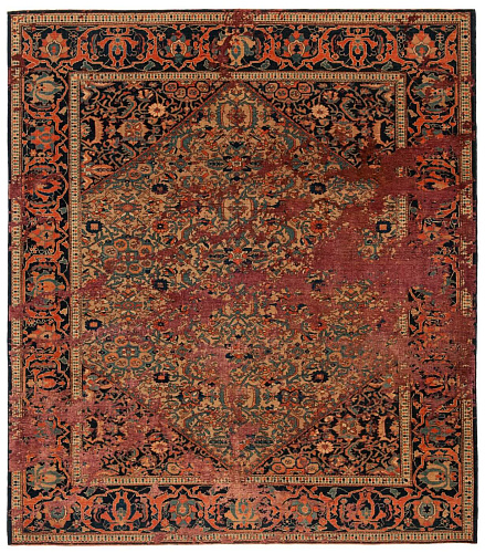 Serapi Queensbury Sky Brownish Red Silk Rug