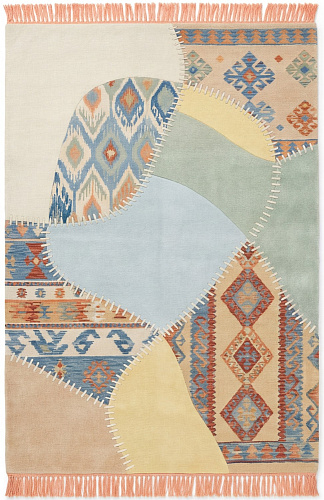 Patchwork Grid Blue Rug