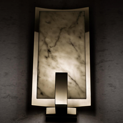 Brass and Carrara Marble Wall Sconce