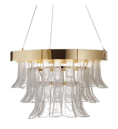 Gold LED Ring Chandelier with Venetian Glass